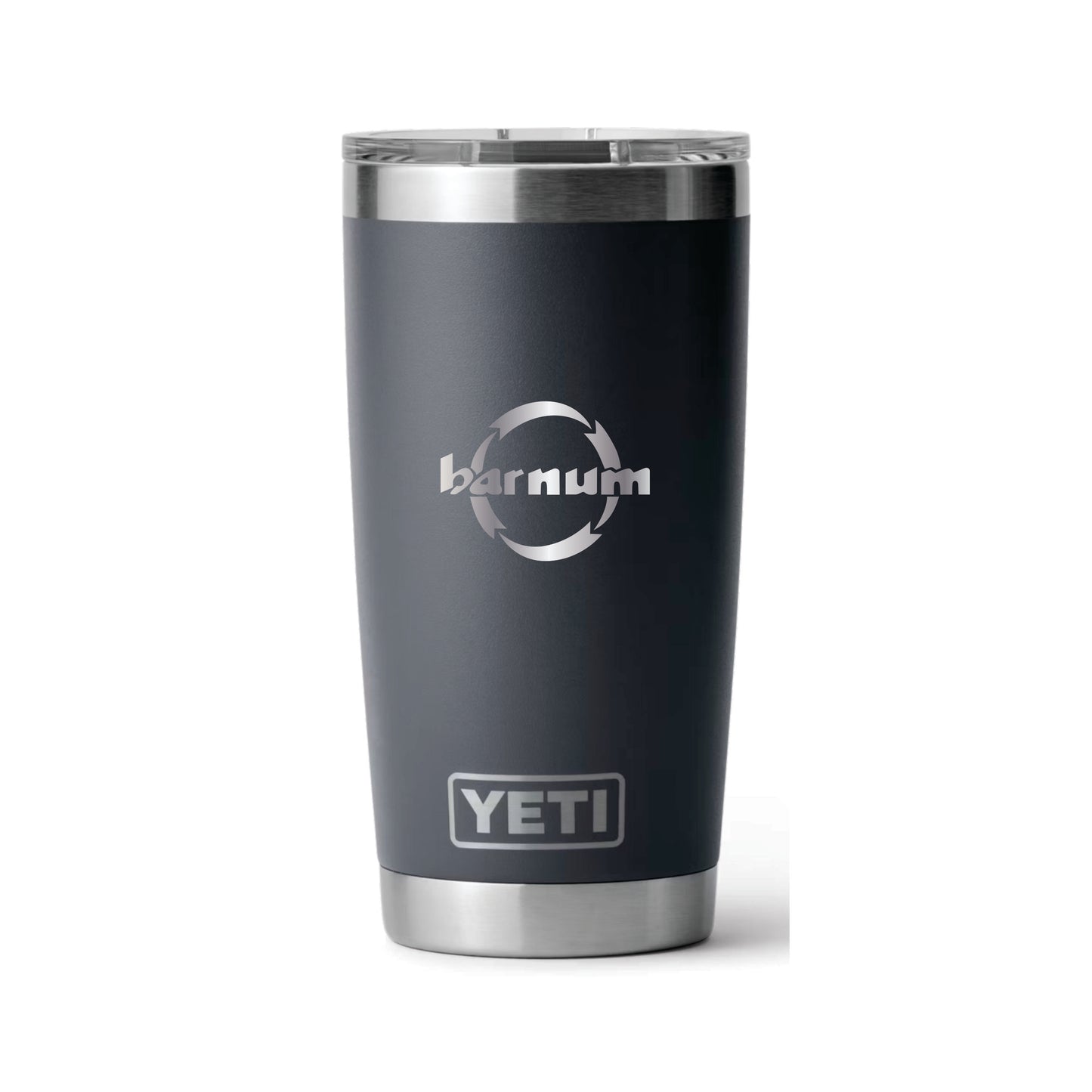 Black YETI tumbler with Barnum logo