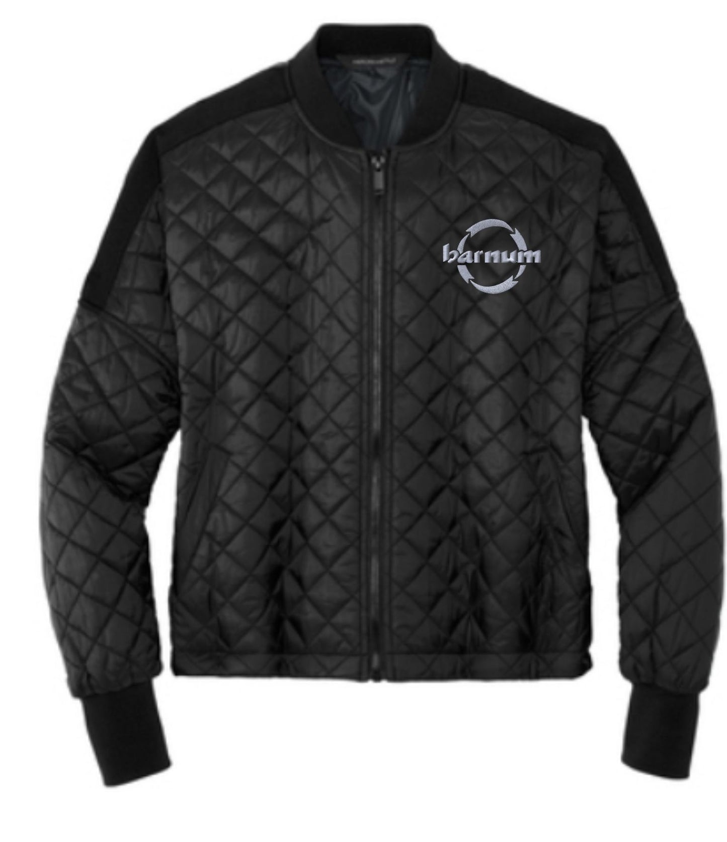 Black quilted bomber jacket with logo
