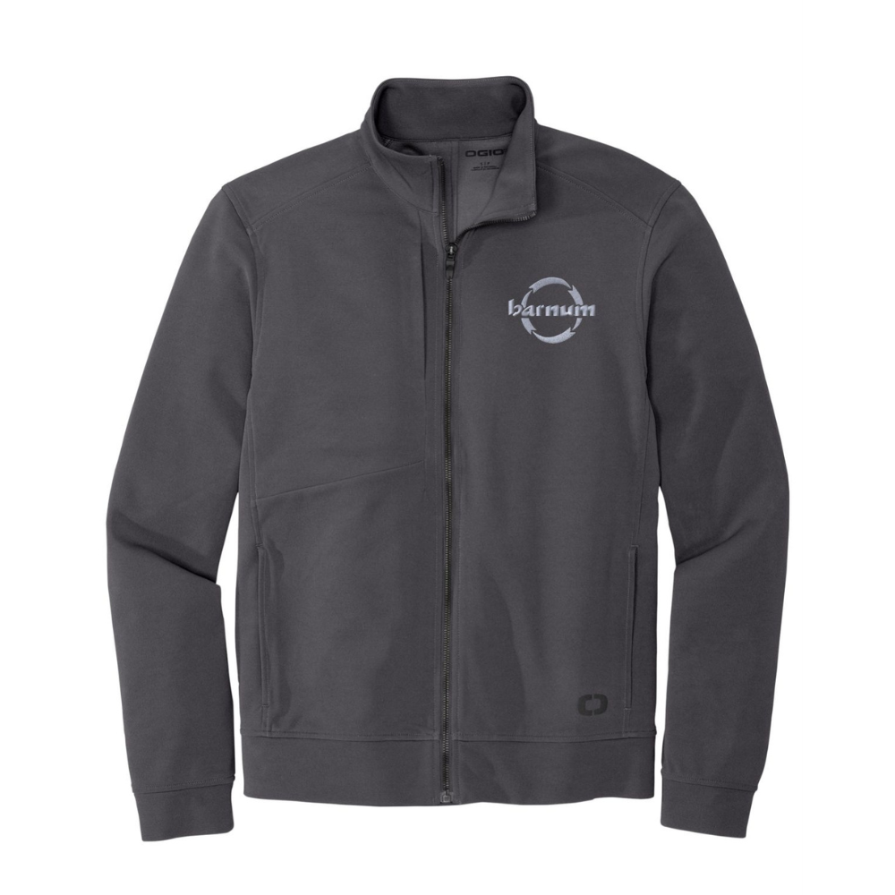 Gray zip-up jacket with logo