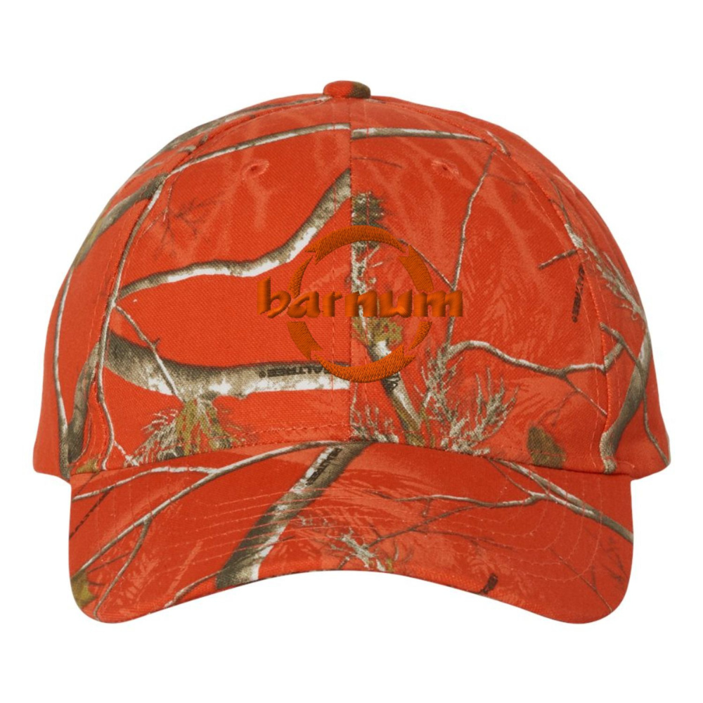 Orange camouflage cap with logo