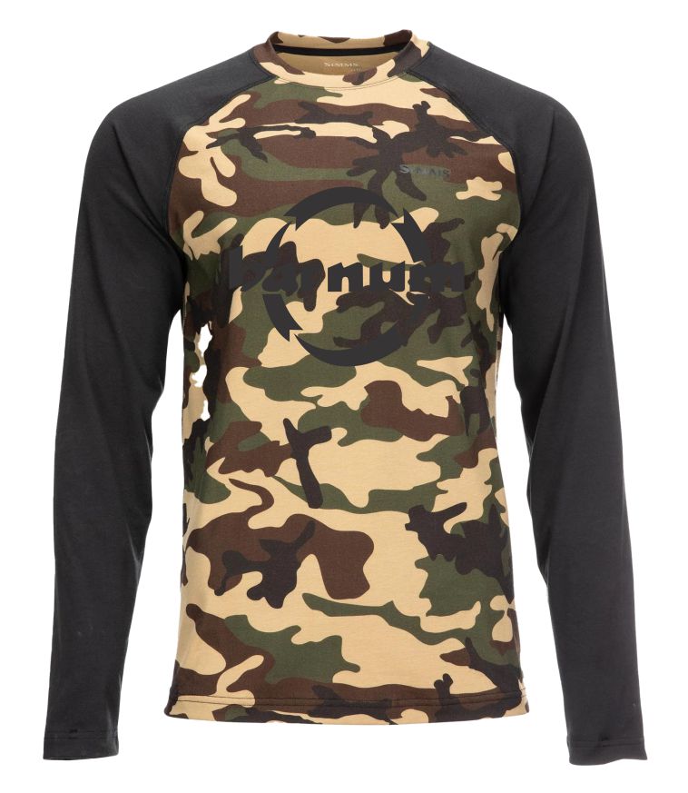 Long-sleeve camouflage shirt with black sleeves