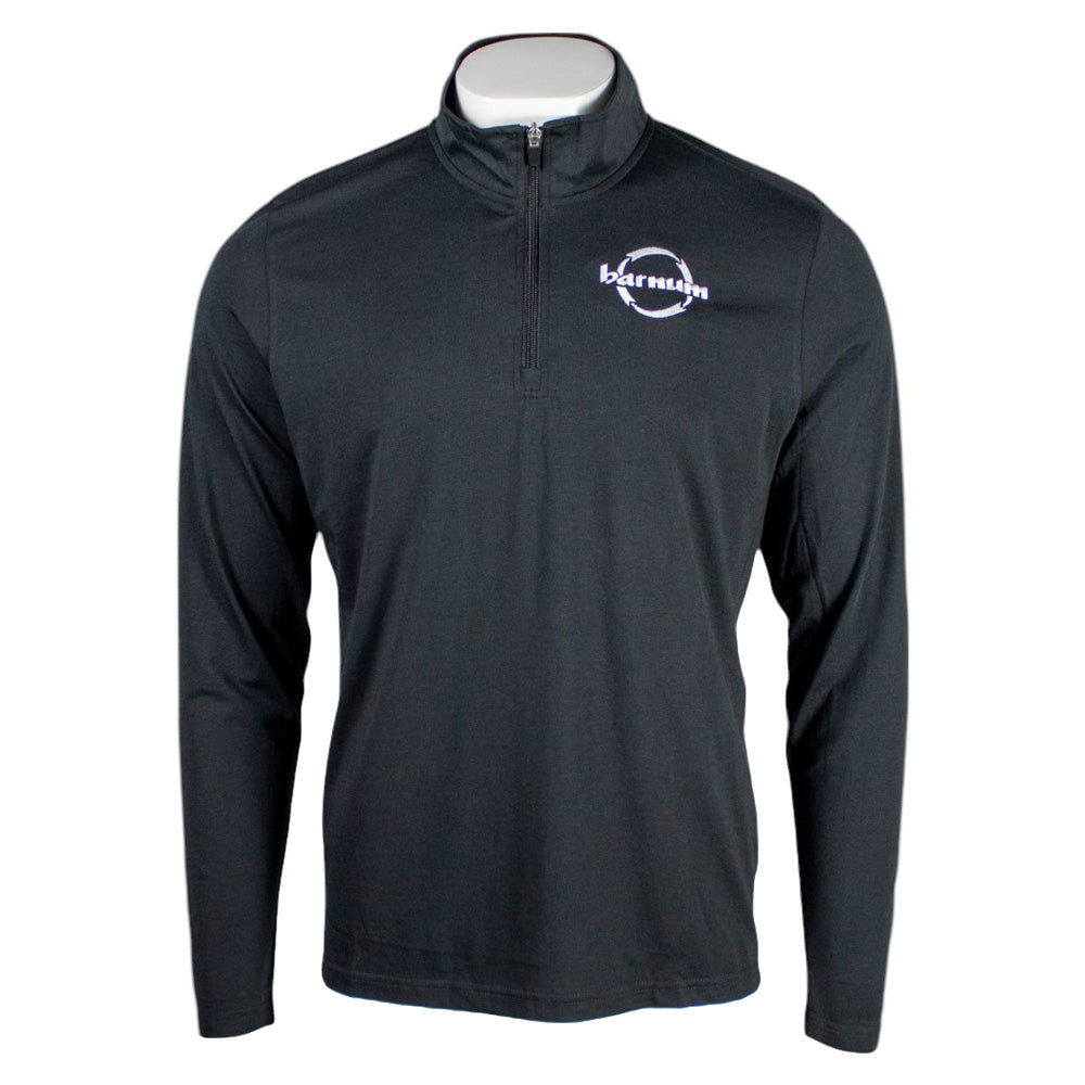 Black long-sleeve pullover with a white HH Barnum logo on the chest.