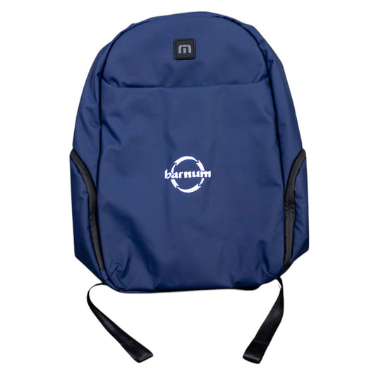Blue backpack with a white HH Barnum logo on the front. 